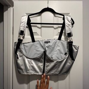 POSTER GIRL Silver and Black Harness/Corset Top